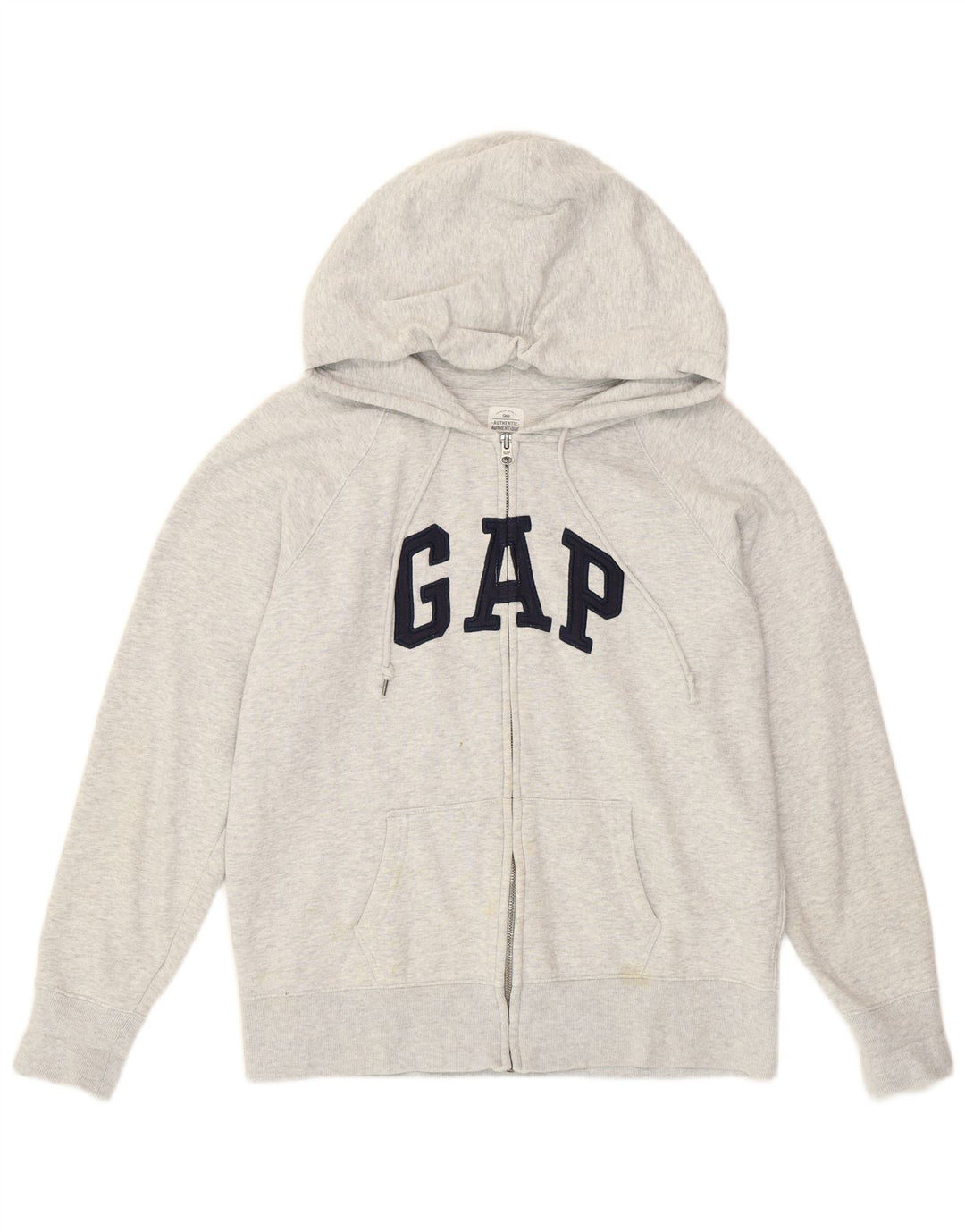 Gap Damen-Kapuzenpullover mit grafischem Reißverschluss, groß, aus grauer Baumwolle