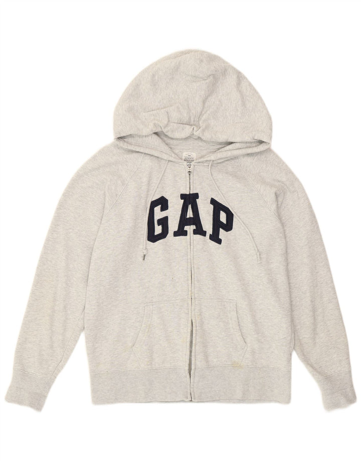 Gap Damen-Kapuzenpullover mit grafischem Reißverschluss, groß, aus grauer Baumwolle