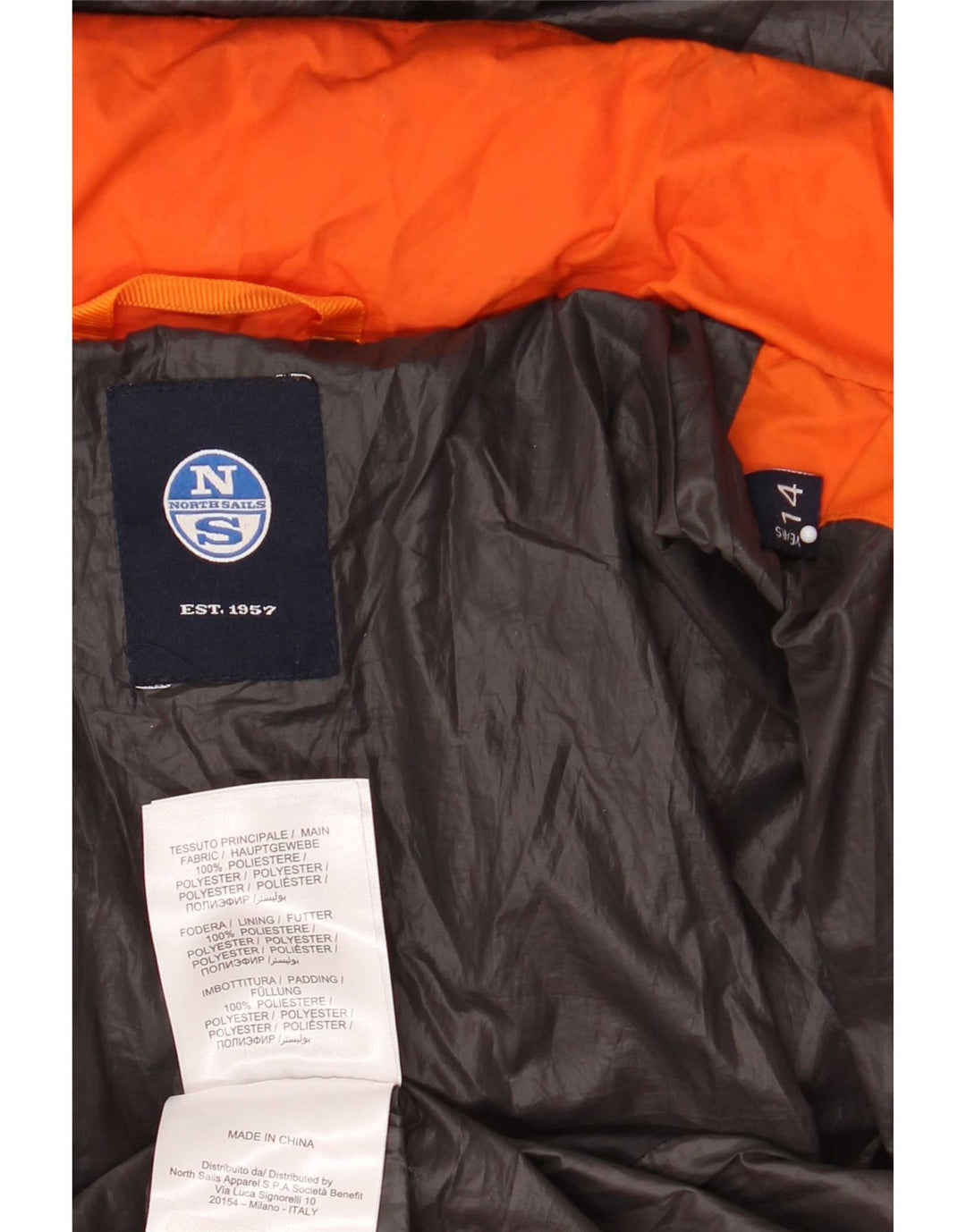 North Sails Jungen Graphic Wattierte Jacke 13-14 Jahre Orange Farbblock