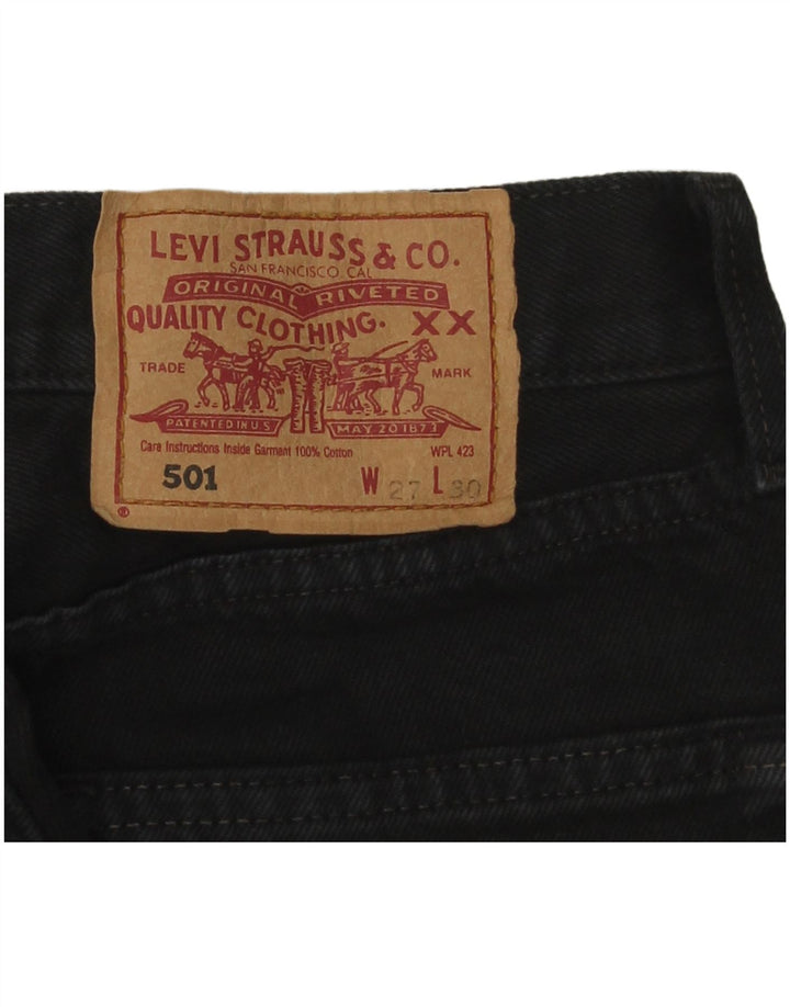 Levi's Herren 501 Straight Jeans W27 L30 Schwarze Baumwolle