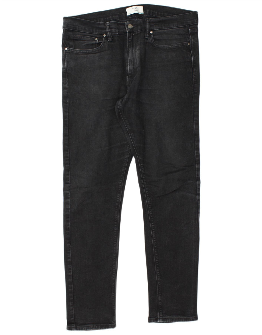 Marks & Spencer Herren Slim Jeans W36 L33 Schwarze Baumwolle