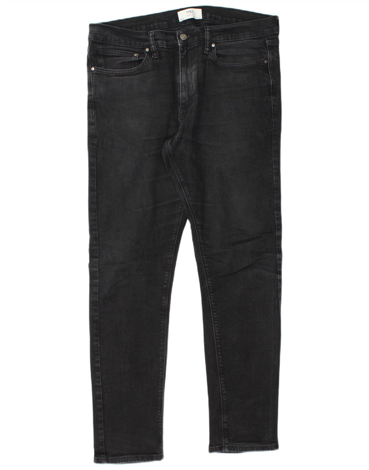 Marks & Spencer Herren Slim Jeans W36 L33 Schwarze Baumwolle