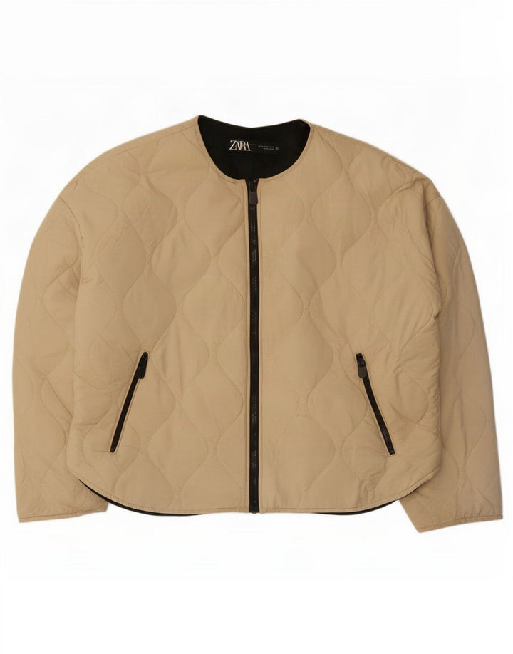 Zara Damen Übergroße Steppjacke UK 10 Small Beige Polyester