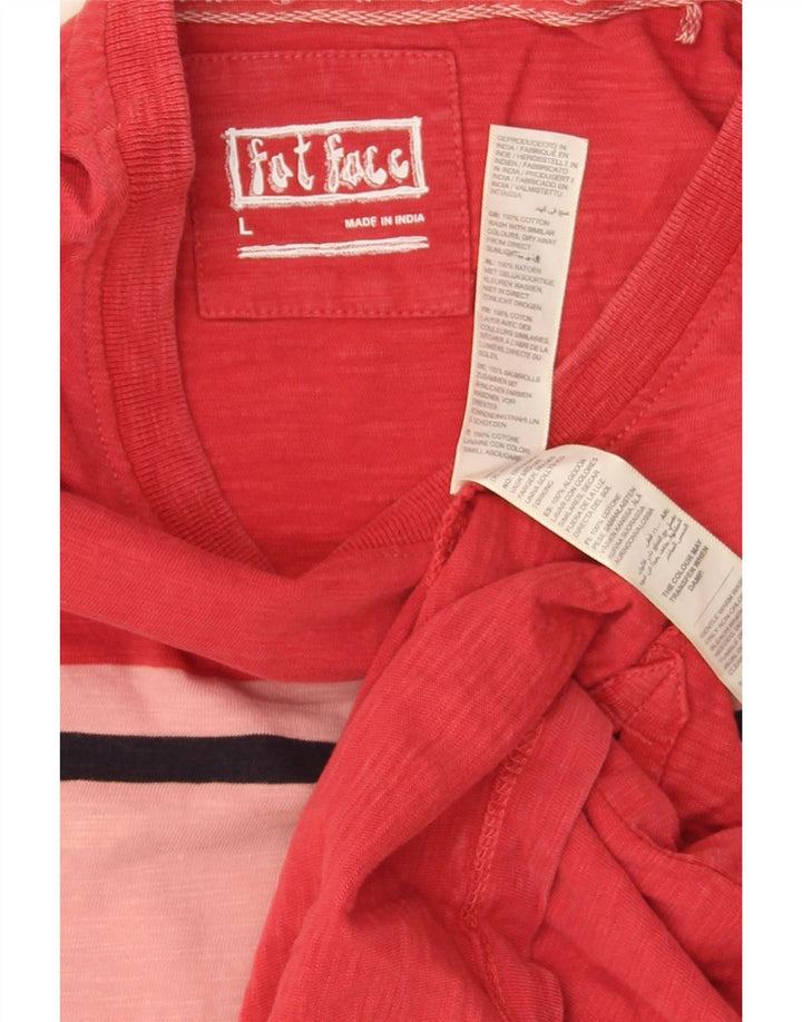 Fat Face Herren-T-Shirt-Oberteil, groß, rot, Colourblock-Baumwolle