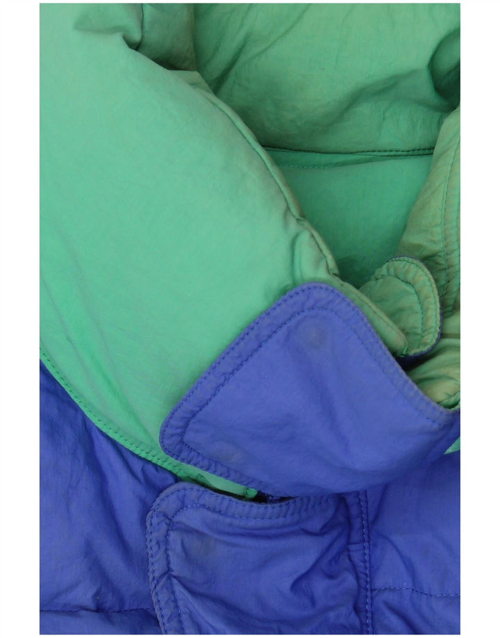 Vintage Herren-Übergröße, gepolsterte Jacke, UK 36, kleines blaues Colourblock-Nylon