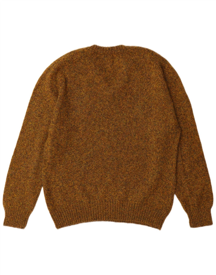 Vintage Herren-Pullover mit V-Ausschnitt, große Khaki-gefleckte Wolle