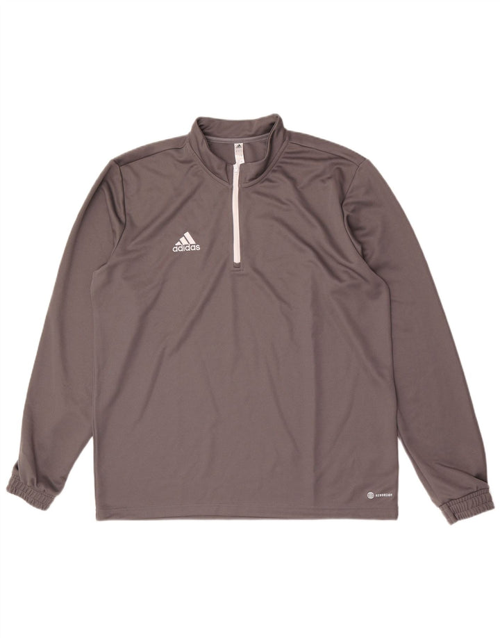 Adidas Herren Aeroready Zip Neck Pullover Trainingsanzug Top XL Grau Polyester