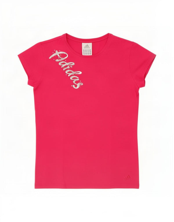 Adidas Damen Grafik T-Shirt Top UK 14 Mittelrosa Baumwolle
