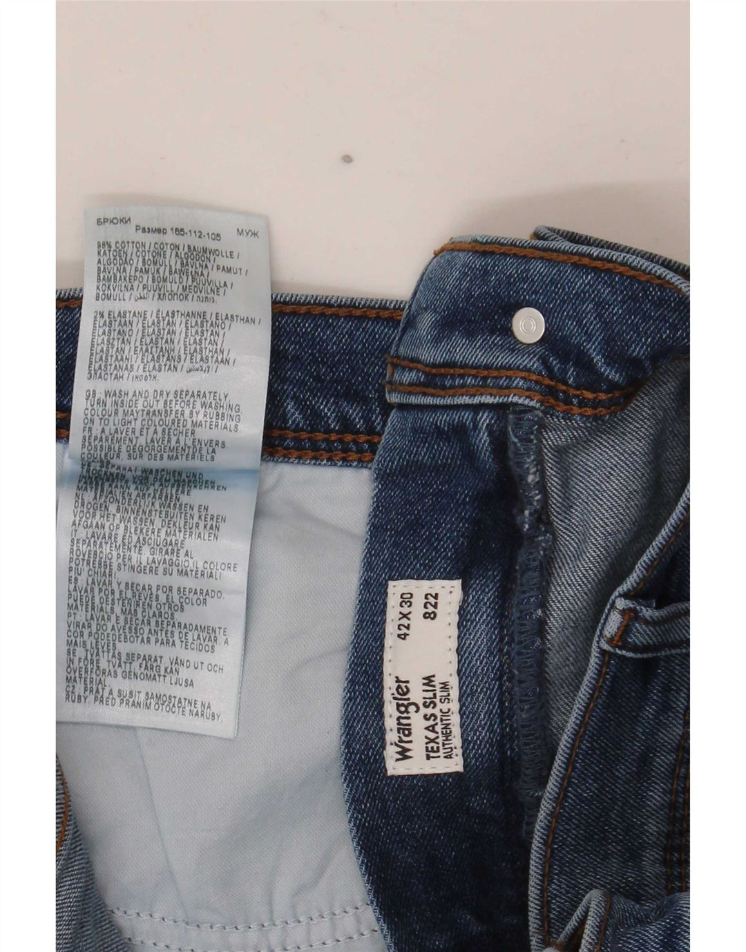 Wrangler Herren Texas Slim Jeans W42 L30 Blaue Baumwolle