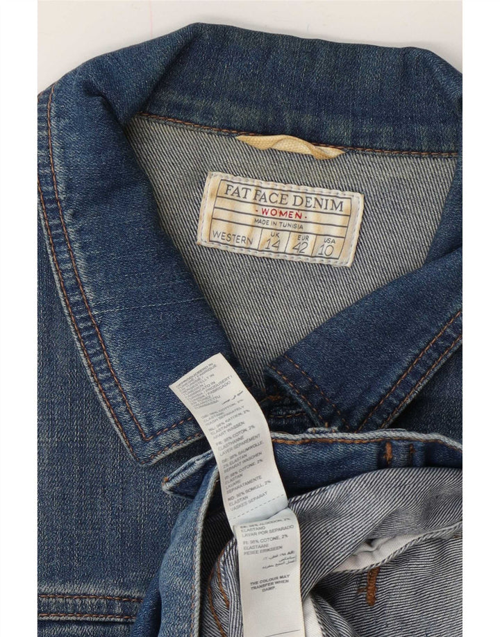 Fat Face Damen Jeansjacke UK 14 Große blaue Baumwolle