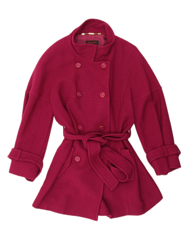 Escada Damen Zweireihiger Mantel EU 44 XL Lila Schurwolle