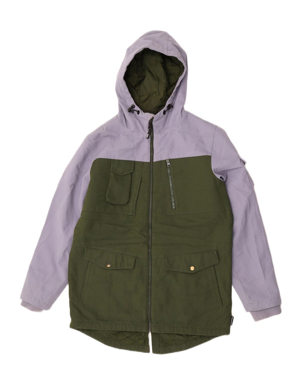 Vans Herren-Parka mit Kapuze, lockere Passform, Größe S, Khaki, Farbblockgröße 36
