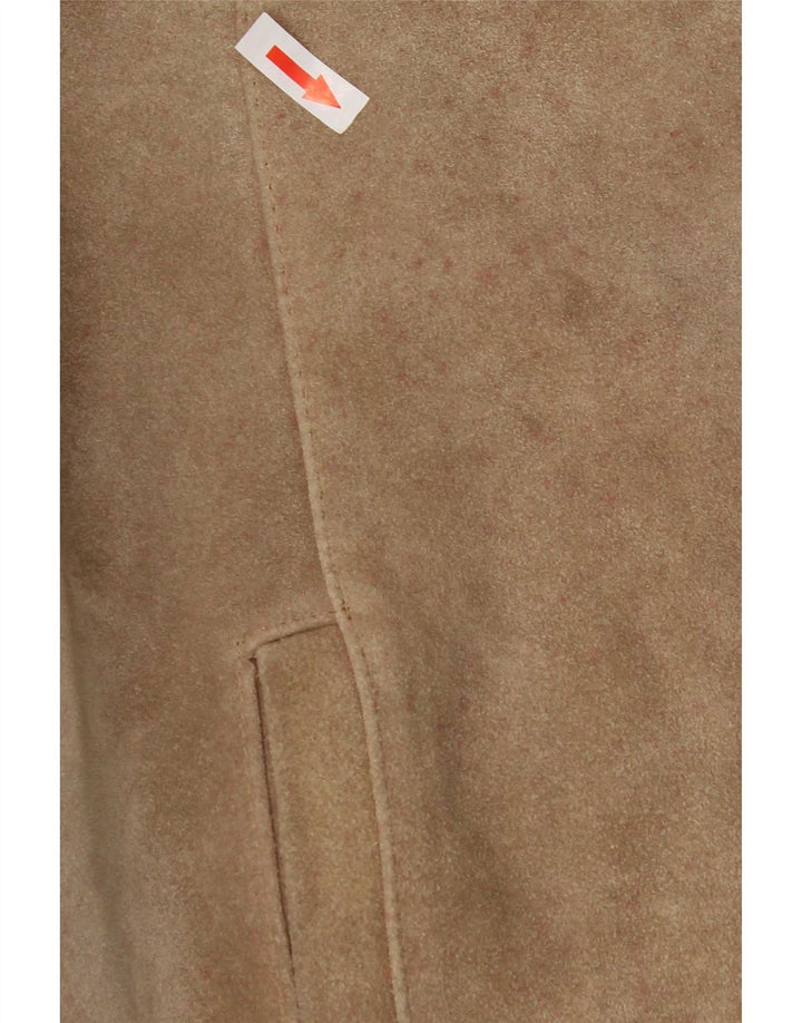 Vintage Damen Wildleder Bomberjacke EU 50 XL Beige Colourblock Polyacryl