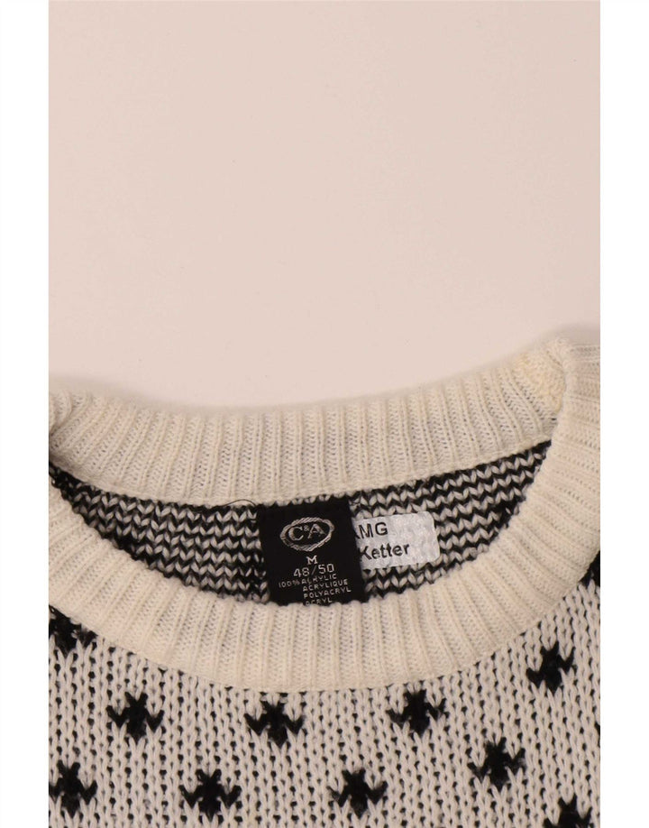 C&A Herren-Pullover mit Rundhalsausschnitt, EU 48/50, Mittelweiß, Fair Isle