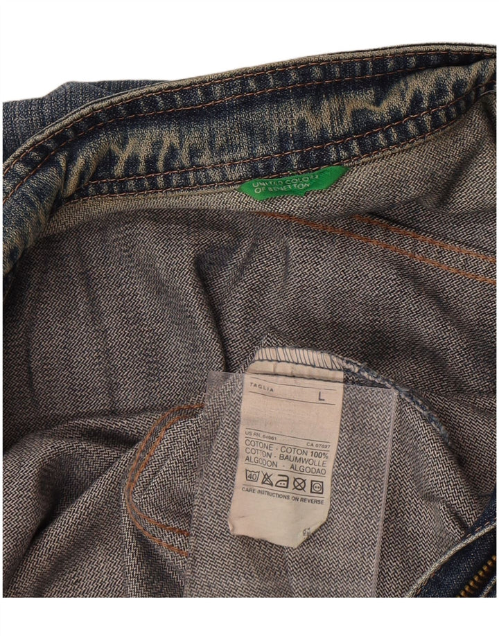 Benetton Damen Jeansjacke UK 16 Große blaue Baumwolle
