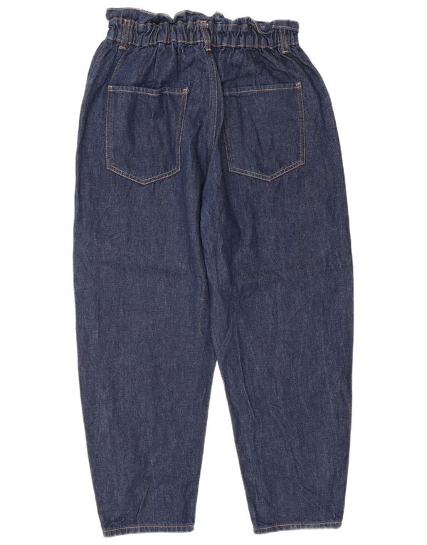 Zara Womens High Waist Crop Tapered Jeans EU 42 Large W32 L24 Navy Blue