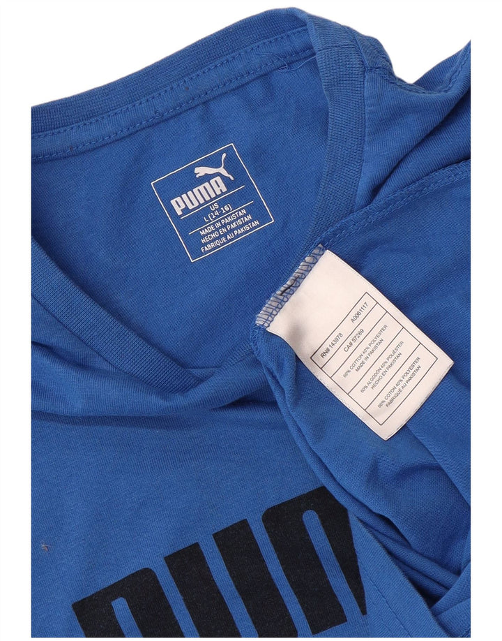 PUMA Jungen Graphic T-Shirt Top 14-15 Jahre Large Blau Baumwolle