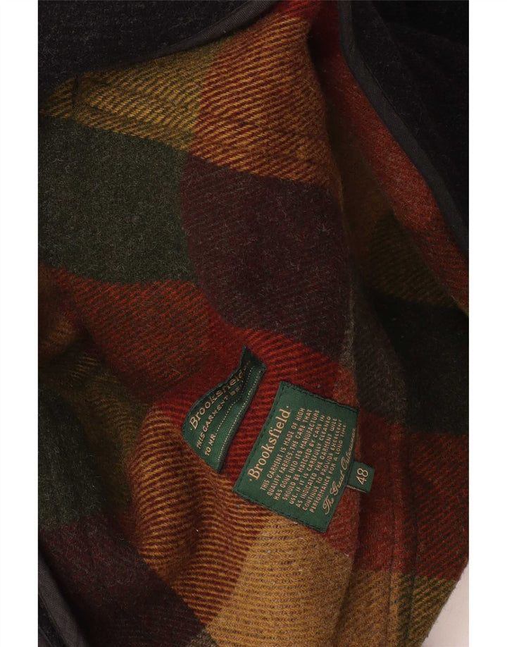 Brooksfield Herren-Dufflecoat mit Kapuze IT 48 Mittelschwarzes Fischgrätenmuster