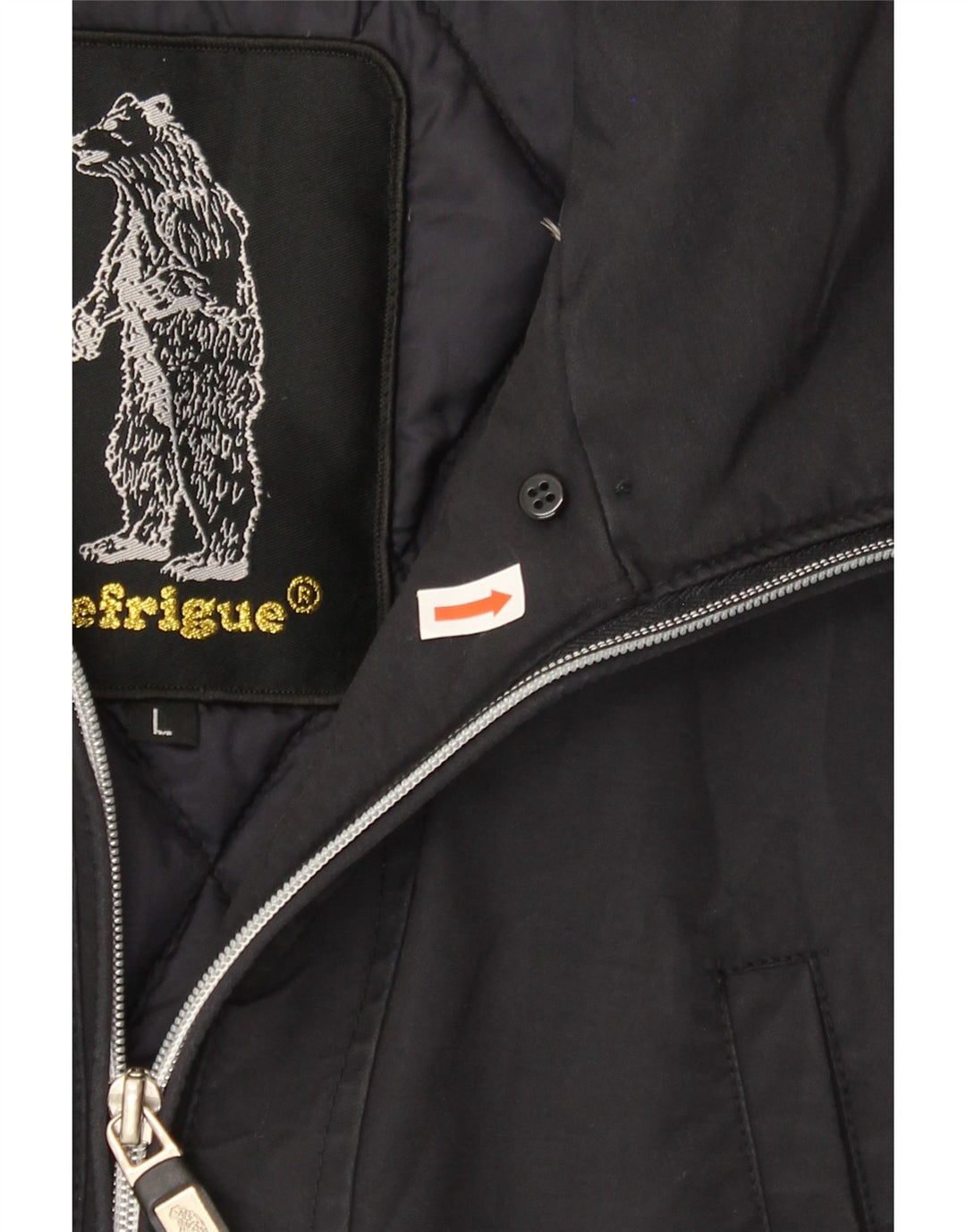 REFRIGUE Womens Bomber Jacket UK 16 Large Navy Blue Nylon Vintage Refrigue and Second-Hand Refrigue from Messina Hembry 