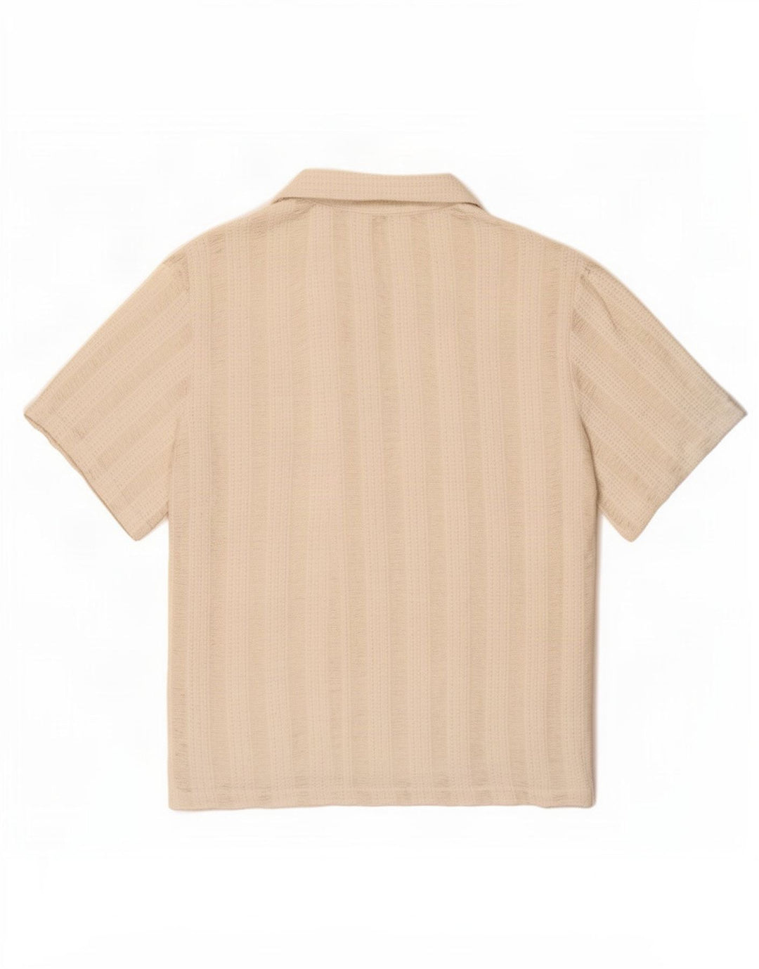 Zara Herren Kurzarm-Strickhemd, groß, weiß gestreift, Polyester