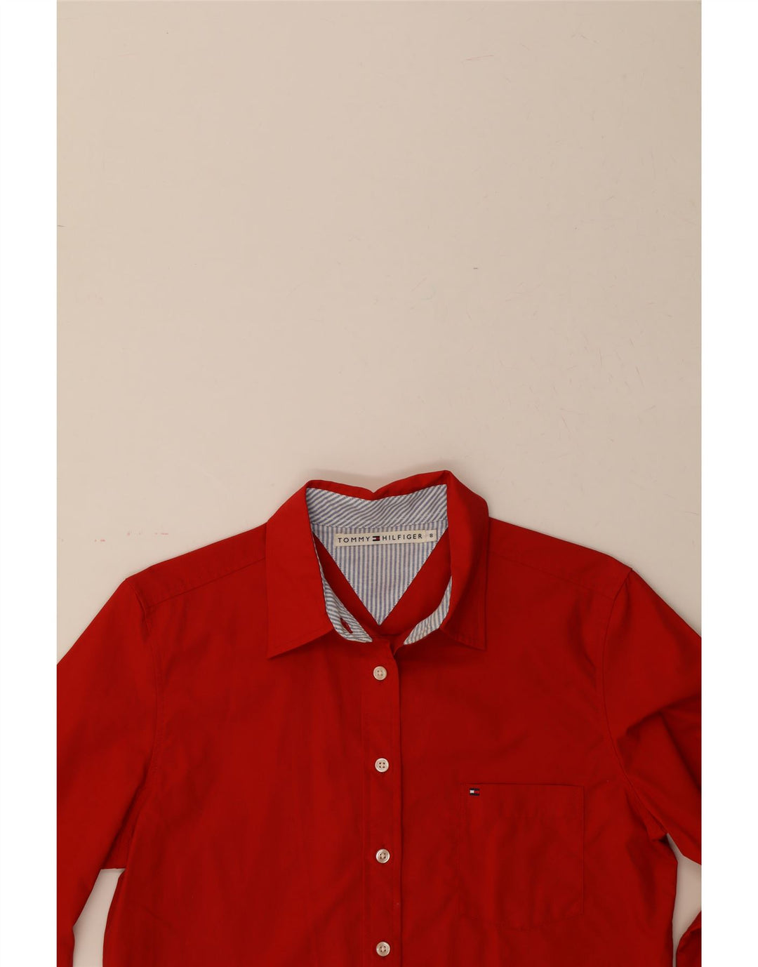 TOMMY HILFIGER Womens Shirt US 8 Medium Red Cotton Vintage Tommy Hilfiger and Second-Hand Tommy Hilfiger from Messina Hembry 