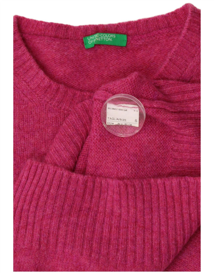 Benetton Damen-Pullover mit Rundhalsausschnitt, Gr. 8, Rosa