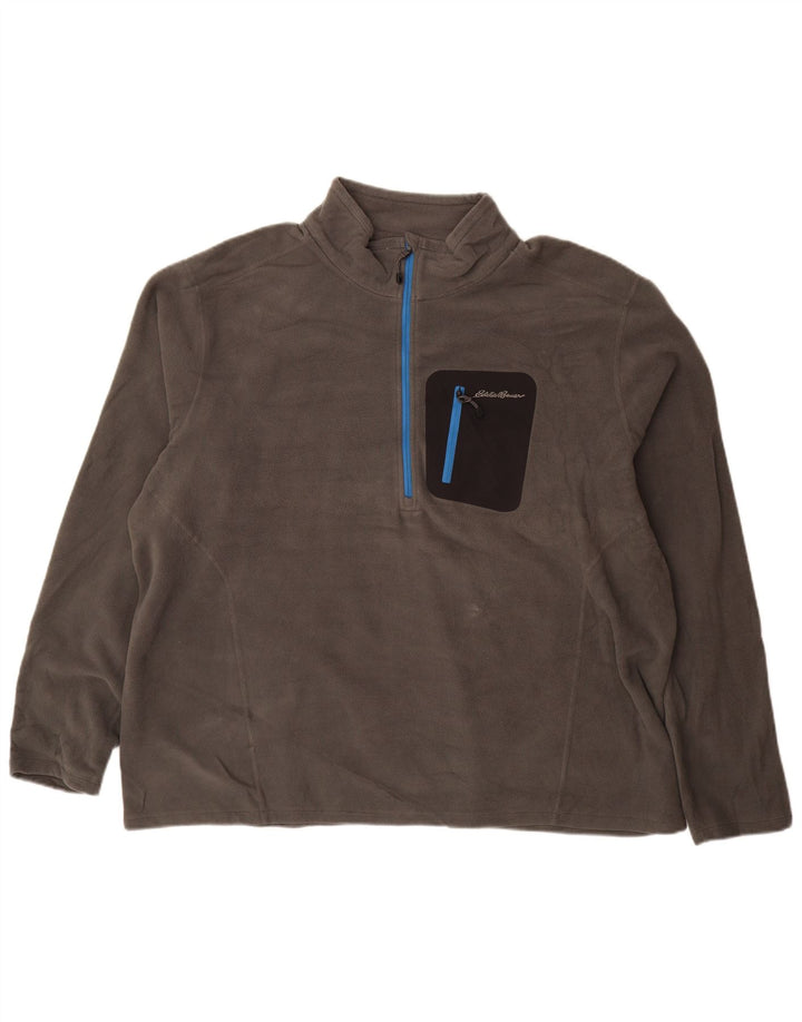 EDDIE BAUER Herren-Fleecepullover mit Reißverschluss, 2XL, Grau, Polyester
