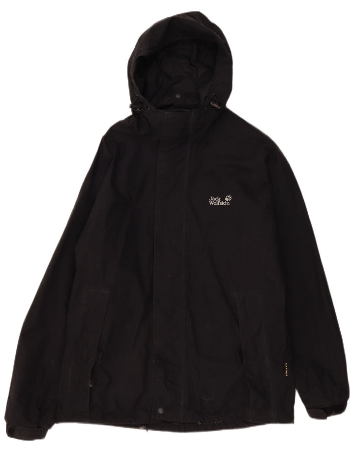 Jack Wolfskin Herren-Regenjacke mit Kapuze, UK 36/38, mittelschwarz, Polyamid