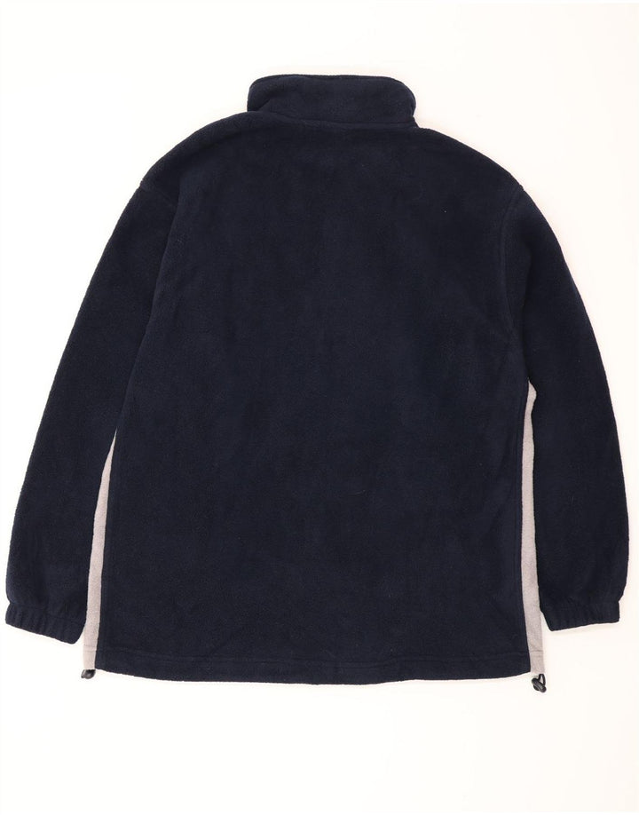 Reebok Herren-Fleecepullover mit Reißverschluss am Hals, klein, marineblaues Farbblock-Polyester