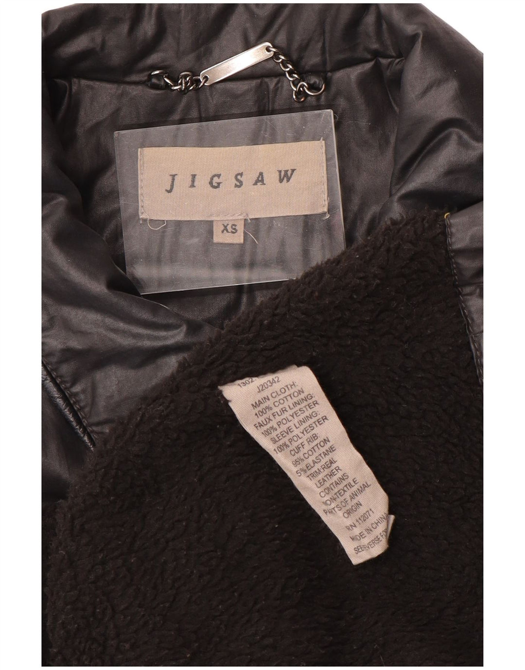 JIGSAW Womens Military Loose Fit Jacke aus gewachster Baumwolle UK 6 XS Schwarze Baumwolle