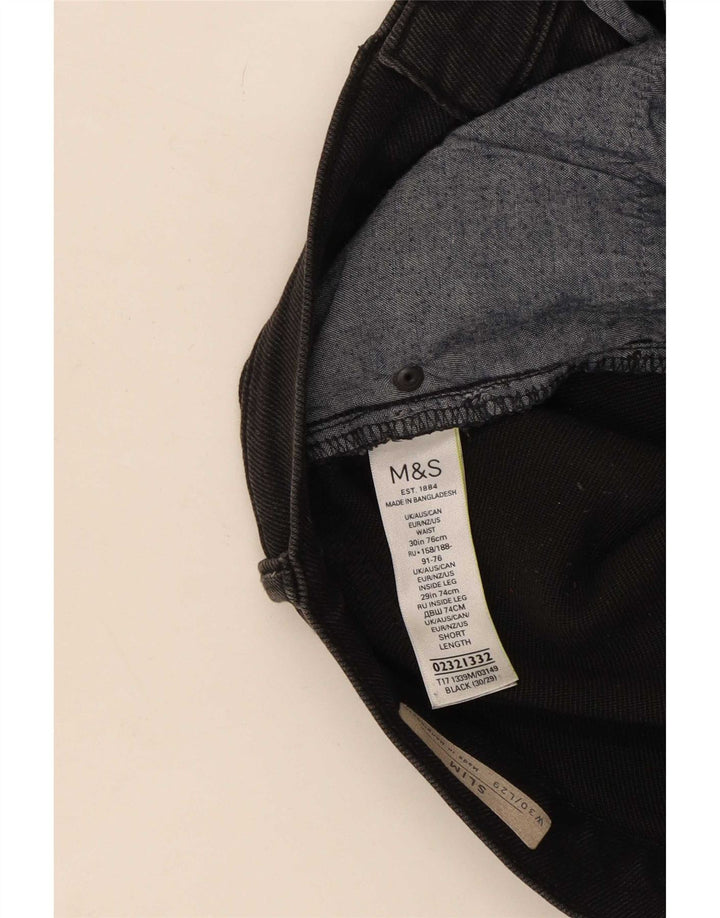 Marks & Spencer Damen Slim Jeans W30 L29 Schwarze Baumwolle