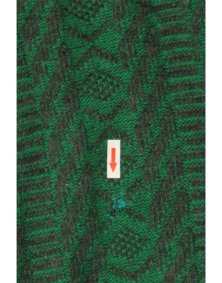 Vintage Herren Pullover mit Rundhalsausschnitt, mittelgrün, geometrisch
