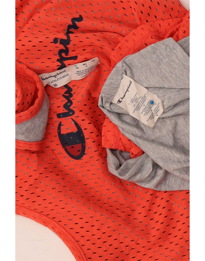 Champion Womens Athletic Fit Graphic Tank Top UK 14 Medium Orange Polyester