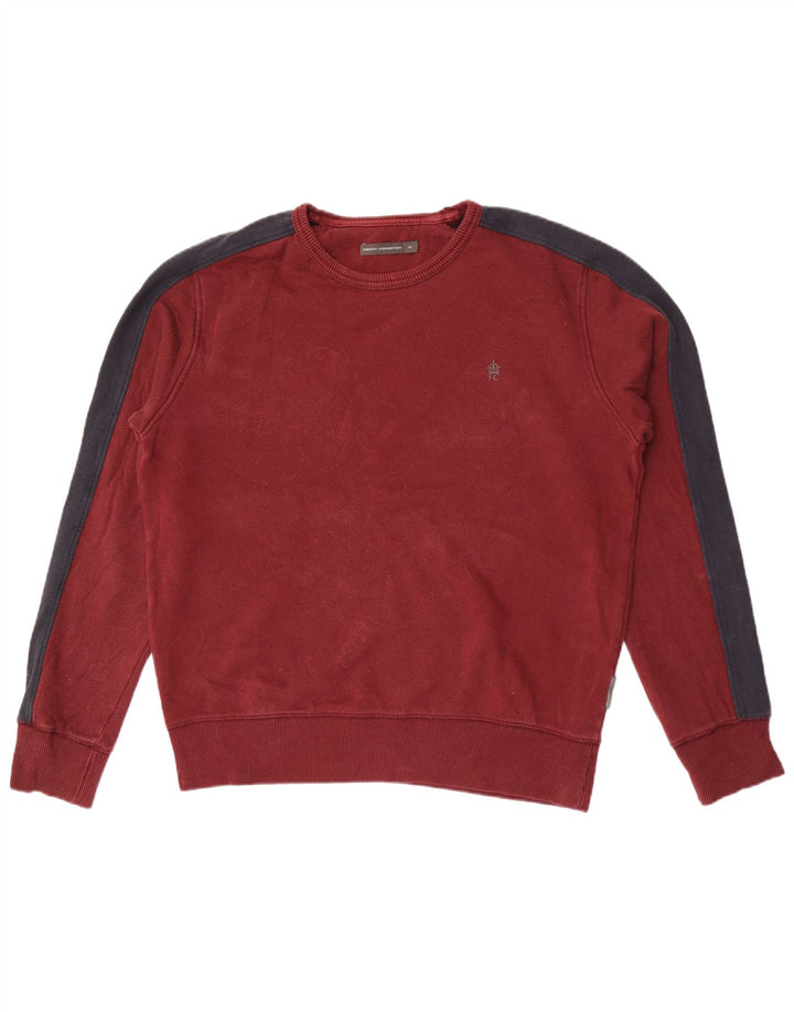 French Connection Herren-Sweatshirt-Pullover aus mittelbrauner Colourblock-Baumwolle