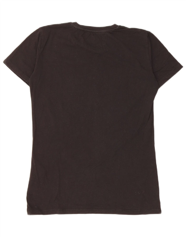 GUESS Damen Grafik T-Shirt Top UK 12 Medium Schwarz Baumwolle