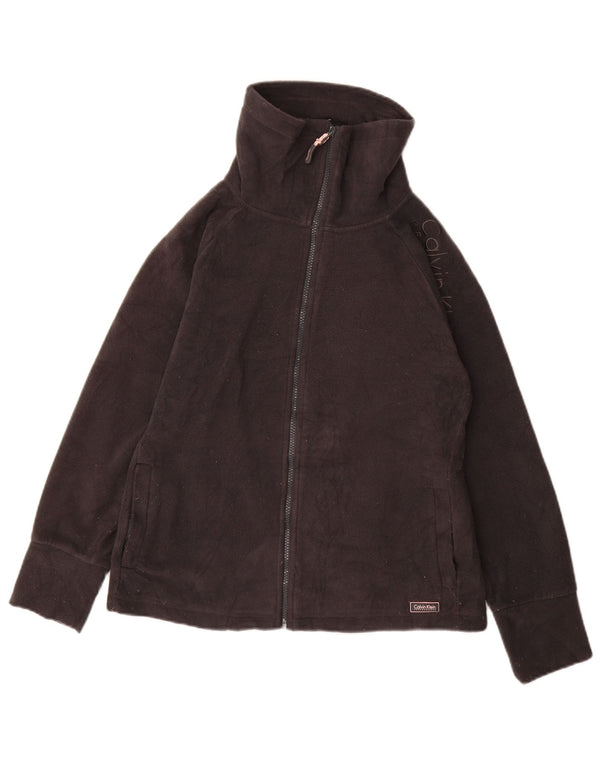 CALVIN KLEIN JEANS Damen Fleecejacke mit Grafik, UK 12, Mittelgrau