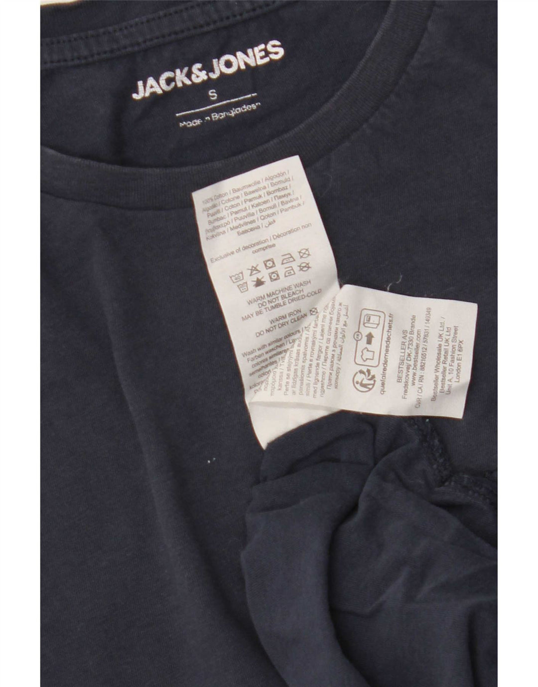 Jack & Jones Herren T-Shirt Top Small Marineblau Baumwolle