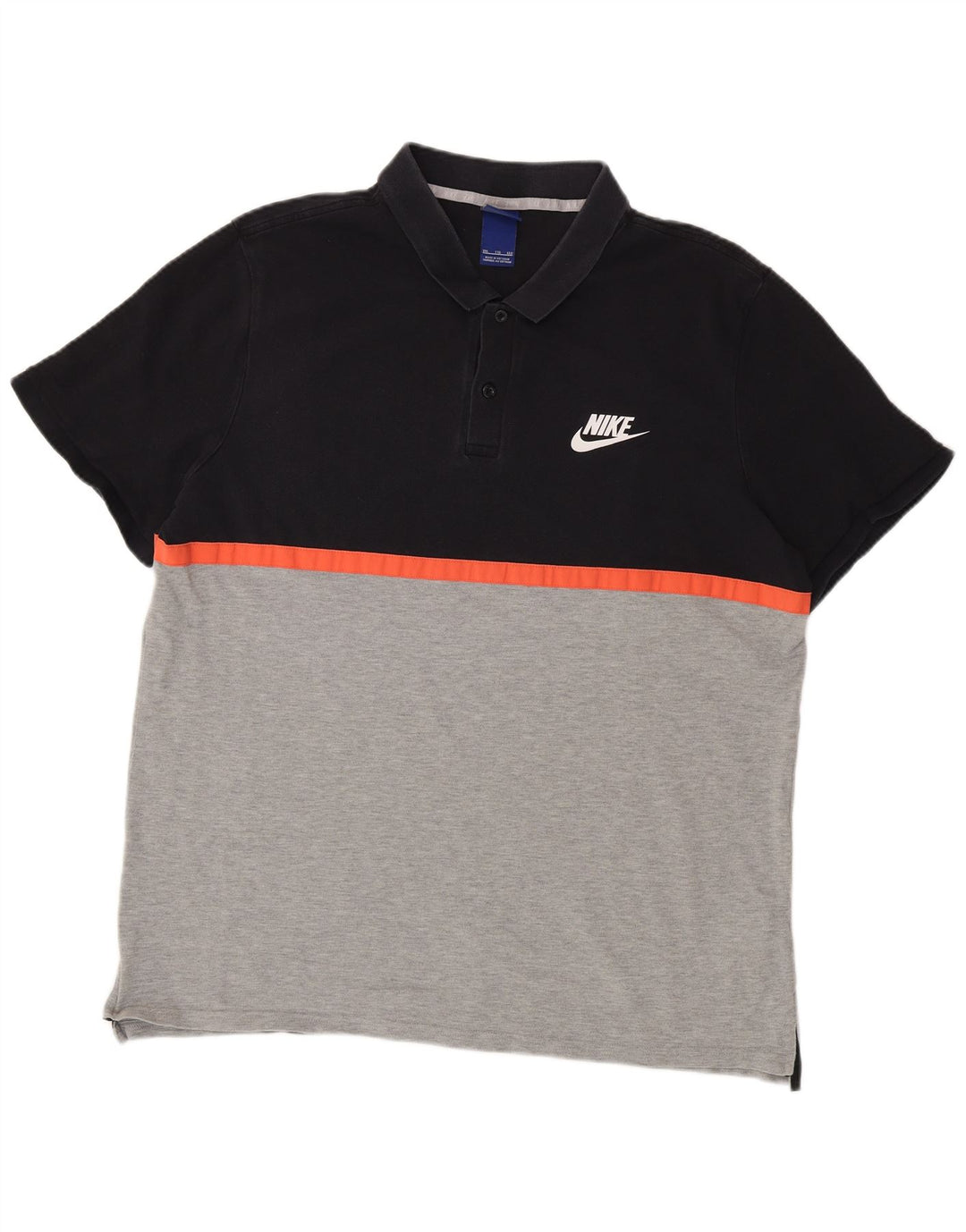 Nike Herren-Poloshirt 2XL, schwarze Colourblock-Baumwolle
