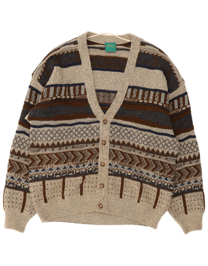 Kanada Herren-Strickjacke, groß, grau, geometrisch, Acryl