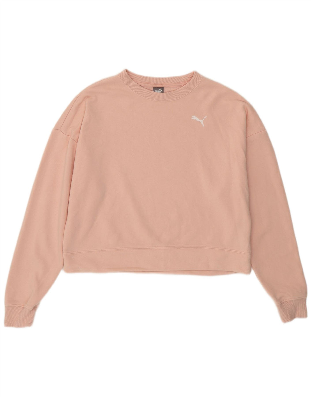 PUMA Damen Übergroßer Crop-Sweatshirt-Pullover UK 10 Small Rosa Baumwolle