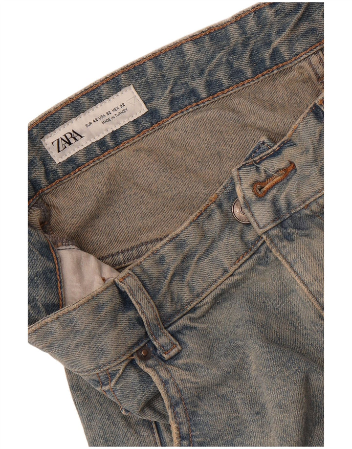 Zara Herren Straight Jeans EU 42 Large W32 L32 Blue Tie Dye