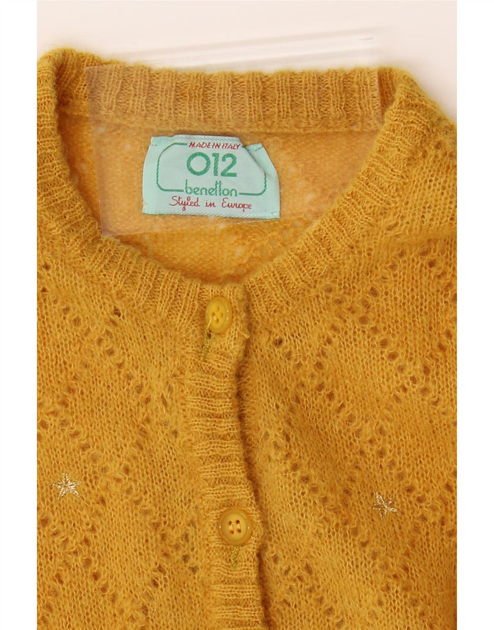 BENETTON Womens Cardigan Sweater UK 14 Medium Yellow