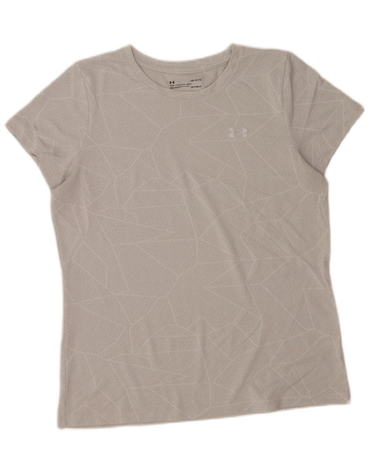 Under Armour Herren Heat Gear T-Shirt-Oberteil, großes graues geometrisches Polyester