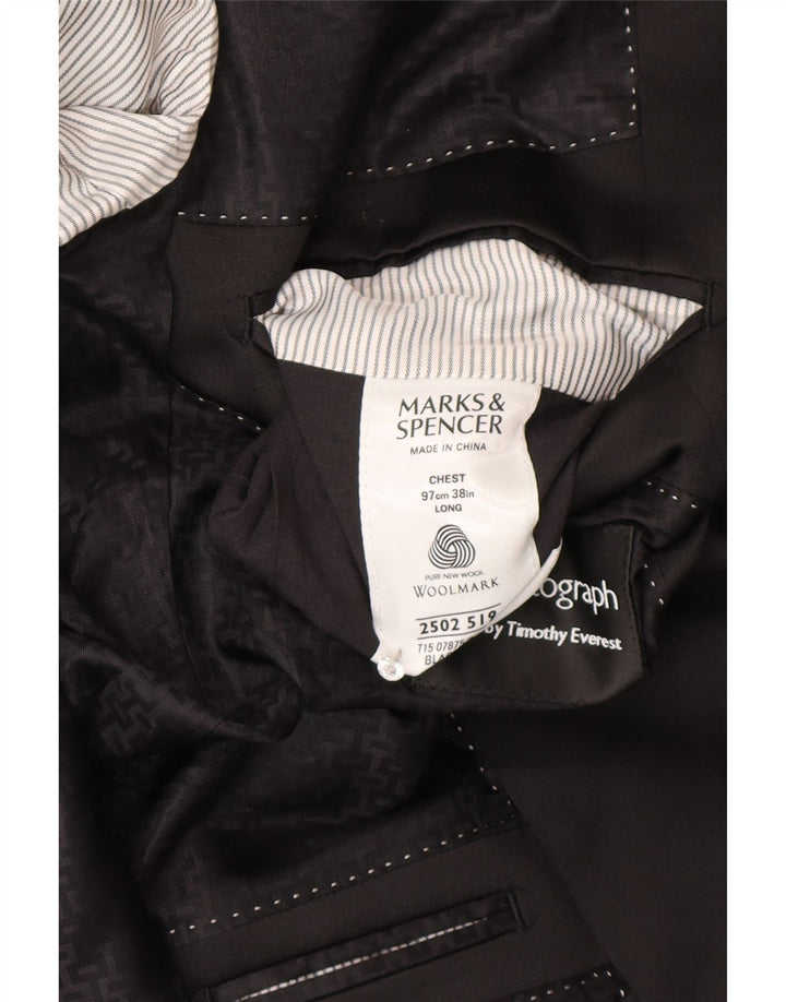 Marks & Spencer Herren Autograph Longline Blazer Jacke UK 38 Medium Schwarz