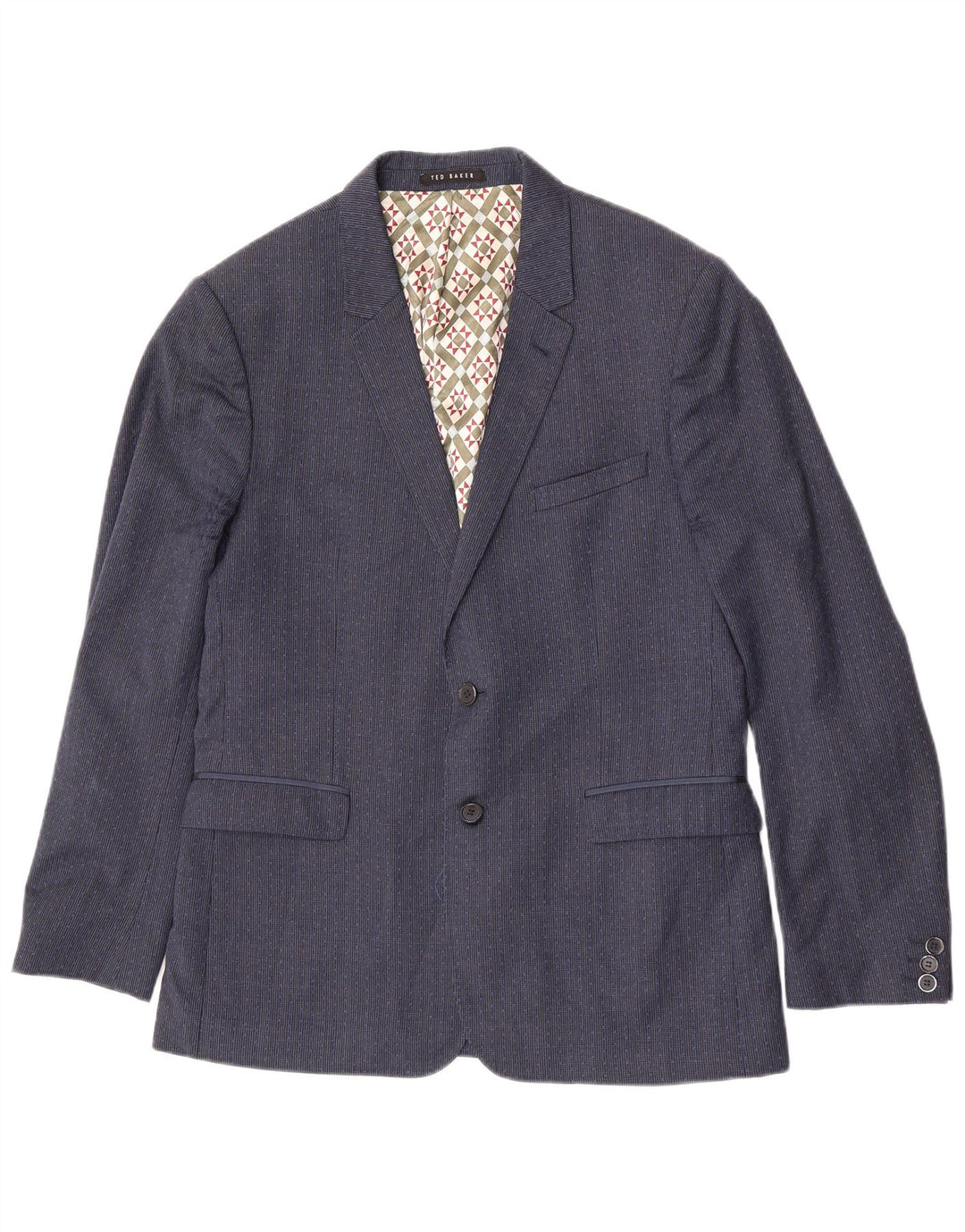 Ted Baker Herren-Blazer mit 2 Knöpfen, UK 42, XL, marineblaue Hahnentritt-Wolle
