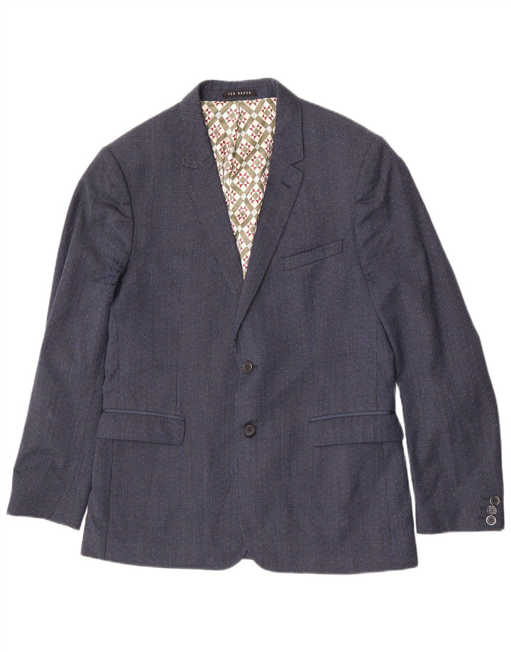 Ted Baker Herren-Blazer mit 2 Knöpfen, UK 42, XL, marineblaue Hahnentritt-Wolle