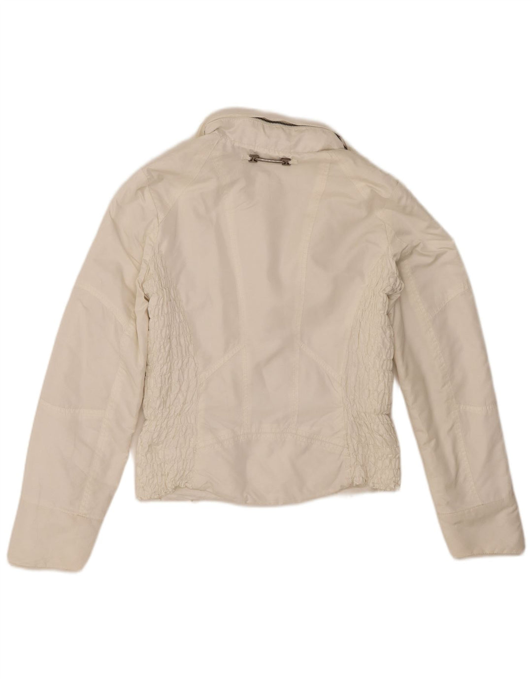 Zara Damen-Bomberjacke mit Kapuze, UK 12, Mittelweiß, Polyester
