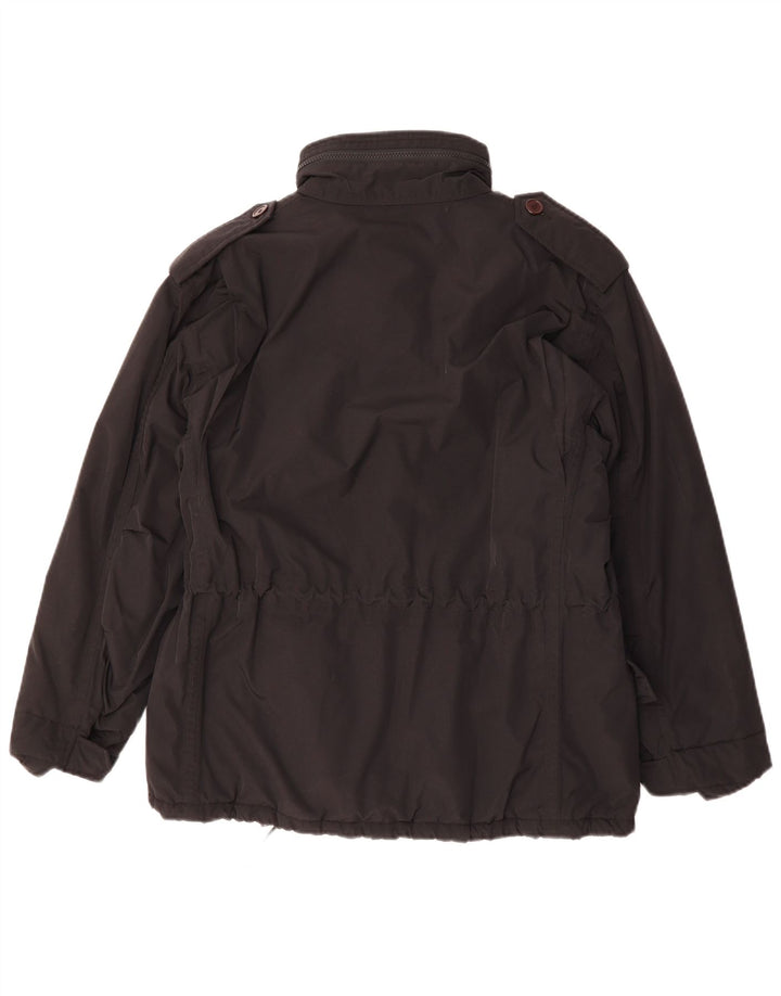 Alberto Aspesi Herren-Militärjacke mit Kapuze, UK 36, S, Schwarz, Polyester