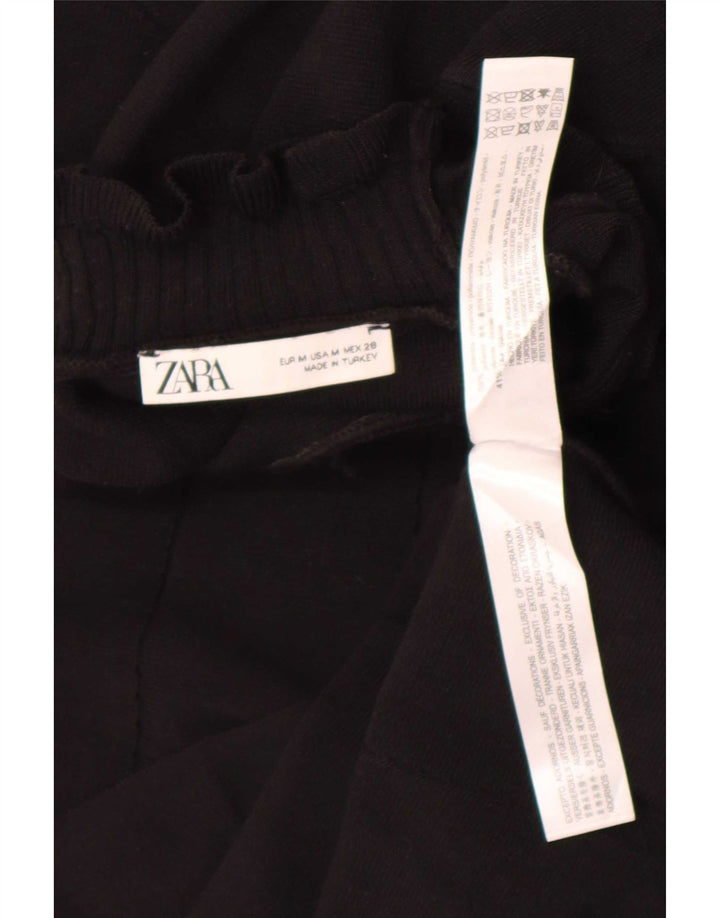 Zara Damen-Kleid in A-Linie mit 3/4-Ärmeln, Größe M, Schwarz, Polyamid