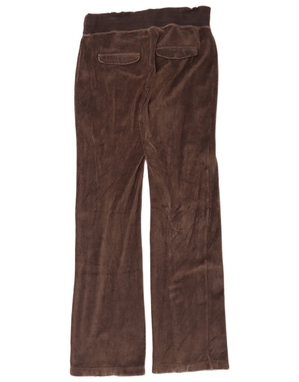 ADIDAS Womens Velvet Tracksuit Trousers EU 42 Medium Brown Cotton